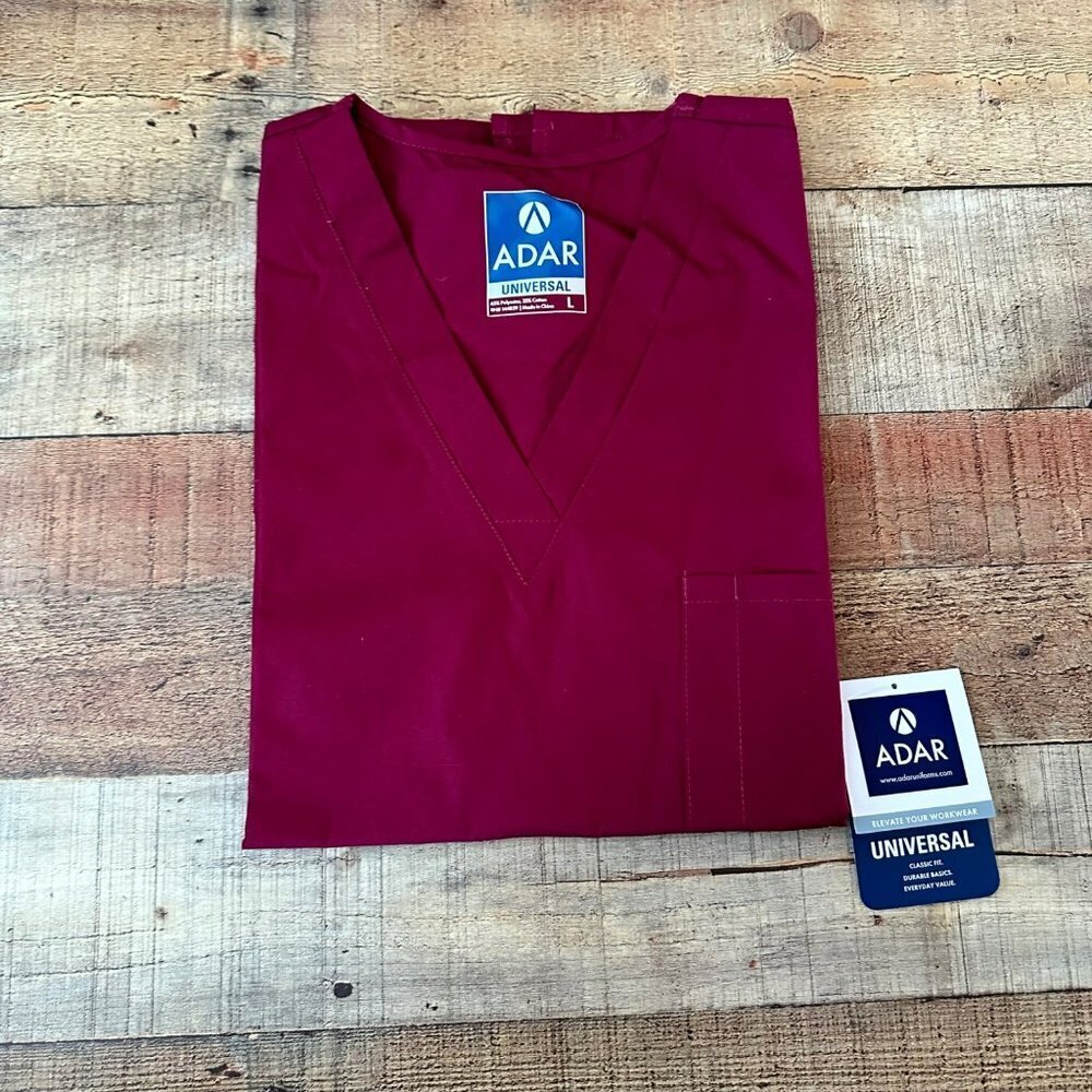 Adar burgundy unisex gender neutral scrub top -L